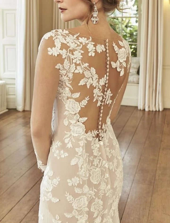 Wholesale Trumpet/Mermaid V-Neck Floor-Length Lace Wedding Dress